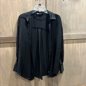 Zara Black Satin Blouse